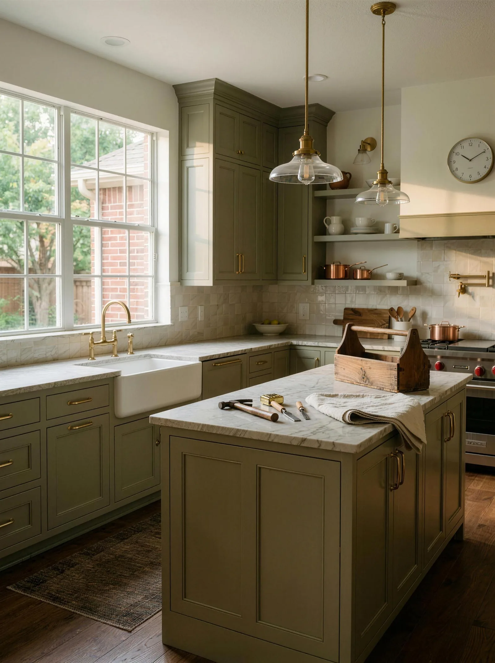 Finished premium kitchen renovation with staged tools and materials, no people, in a DFW home
